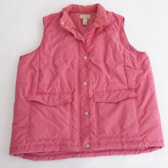 Vintage Cotton Ginny Plus Pink Gorpcore Lined Nylon Puffer Zip Up Vest Jacket S - Picture 1 of 12